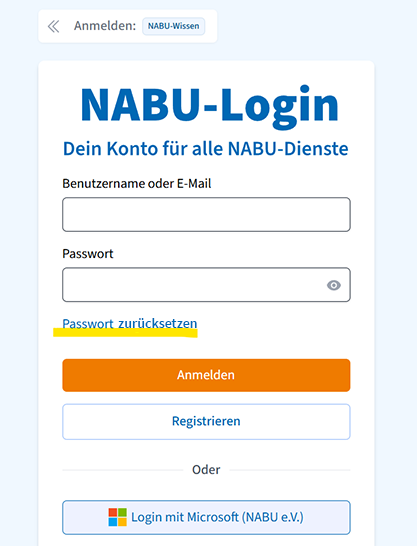Screenshot NABU-Login